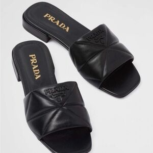 PRADA Black Leather Slides